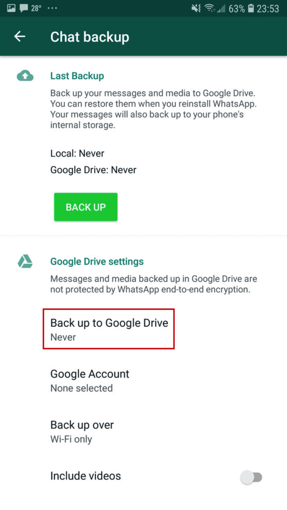 How to Backup WhatsApp Mobile App - Backup to Google Drive