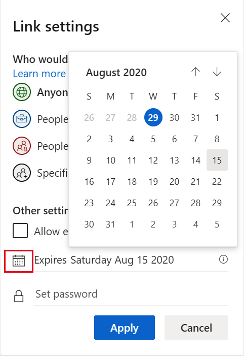 How to Share Files/Folders in OneDrive and Set Expiration Date - Set Expiration Date