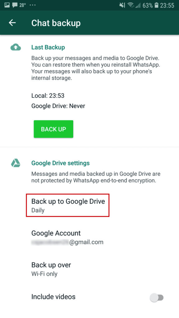 How to Backup WhatsApp Mobile App - Backup to Google Drive Daily