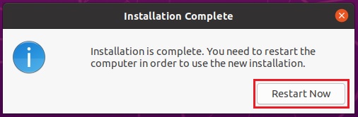 Ubuntu Installation Completed - Restart Required